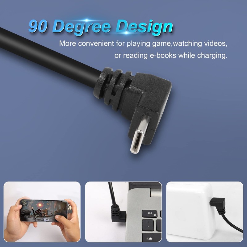 USB C Extension Cable Extender Cord Up Angle 90 Degree Male Right Female 0.3m gallery