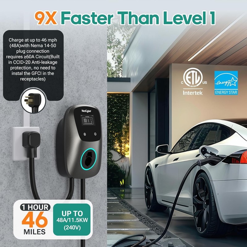 Level 2 EV Charger Station 48 Amp 25ft Cable NEMA 14-50 Plug J1772 Connector gallery
