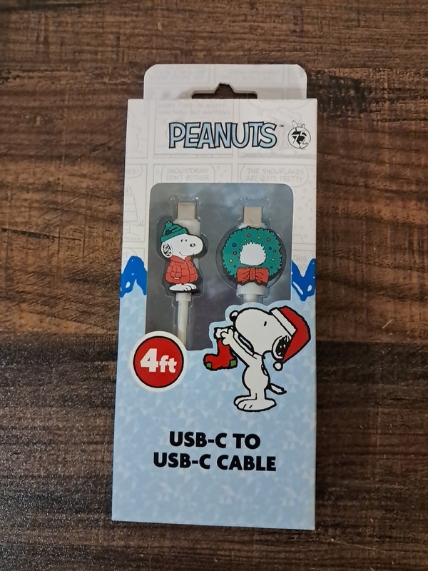 Christmas Peanuts Snoopy USB-C To USB-C Charging Cable New 75 Years