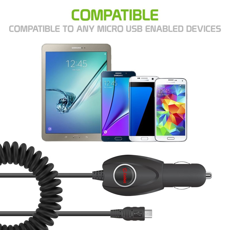 Micro USB Coiled Cable (5.7 ft.) Car Charger, High Powered 5 Watt (1 Amp) gallery