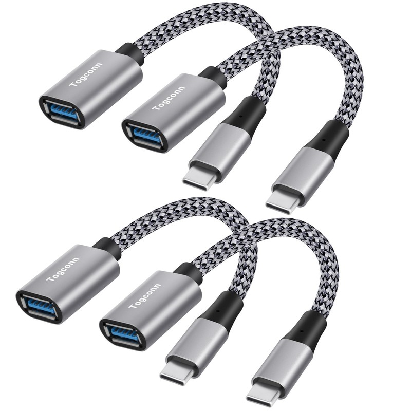 USB-C to USB 3.0 Adapter 4 Pack, Nylon Braided Type-C 3.1 OTG Cable USB C Mal…