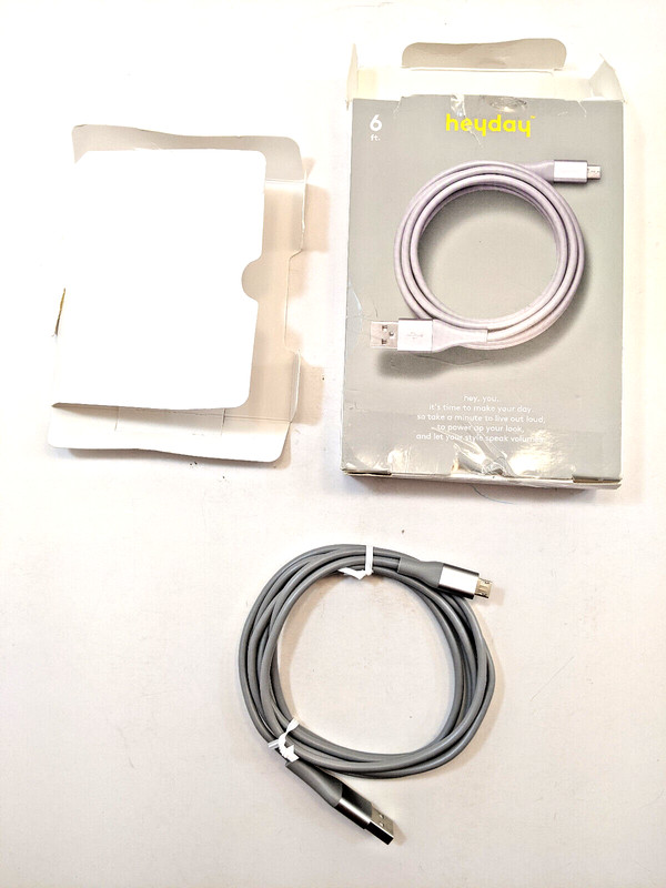 Heyday Micro USB To USB-A to C Charging Cable for Android – 6ft Gray Silver