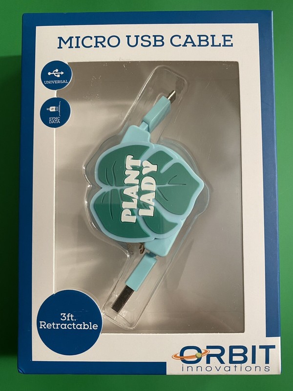 Retractable 3ft. Micro USB Cable With Key Chain & Purse Attachment For Travel