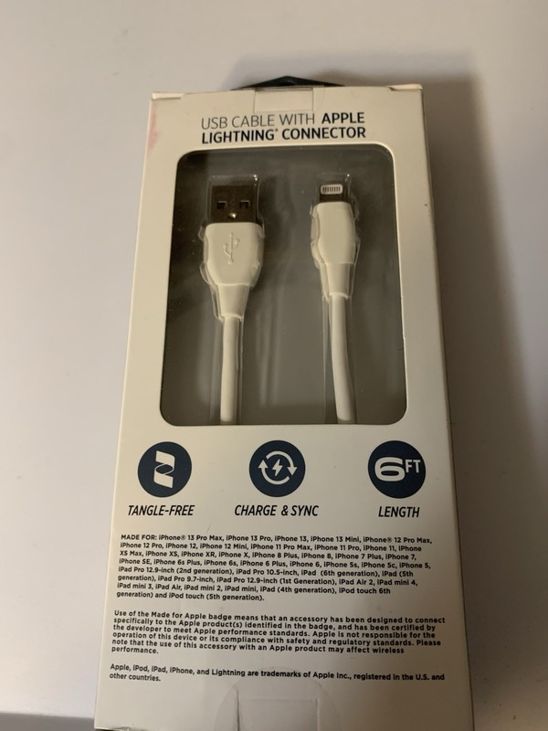 Iworld USB Cable with lighting connector for Apple NIB 6ft gallery