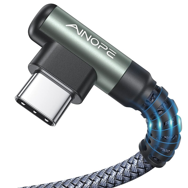 AINOPE USB C Cable 2pk 6.6ft Right Angle 3.1A