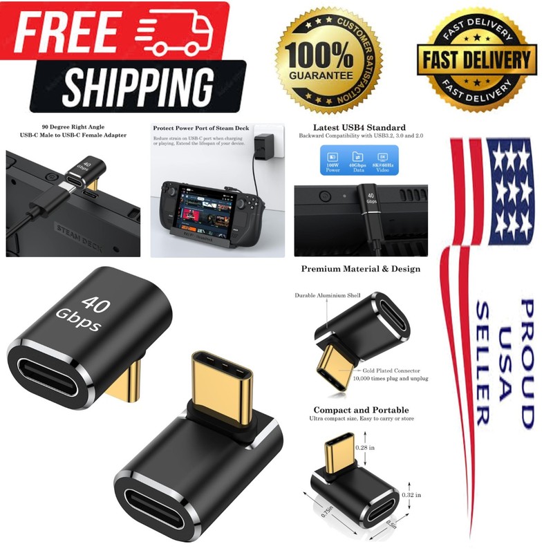 USB C 90 Degree Adapter 2 Pack - Innovative Right Angle Connector for Devices