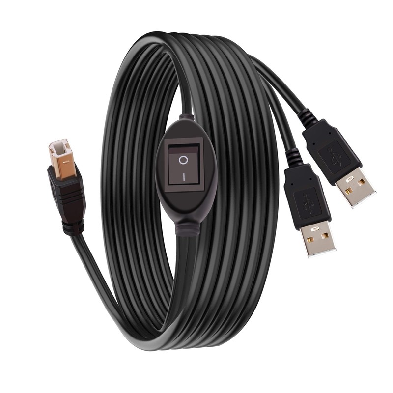 2 in 1 Printer Cable Splitter, USB B to Dual USB A Cord for Two Computers Sha…