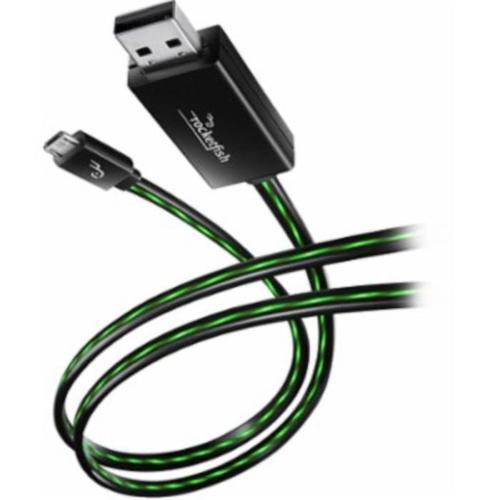 Rocketfish RF-LMCDT2 Lighted Mobile Micro USB/Data/Charge Cable 3feet (green)