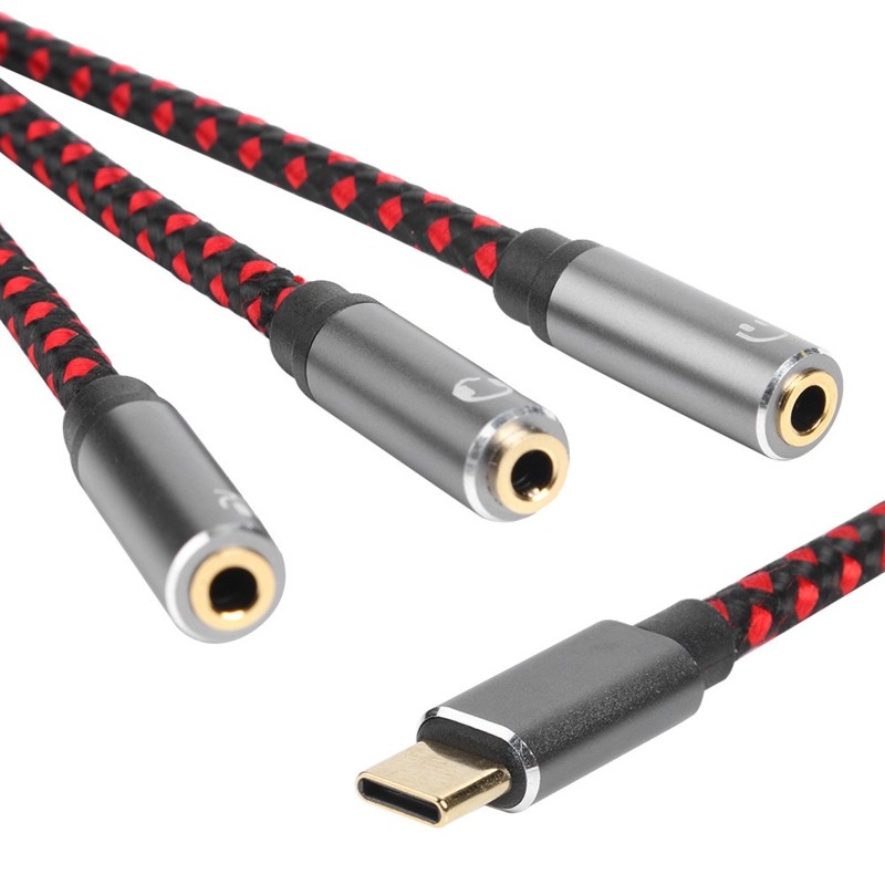 USB C to 3x 3.5mm Plug Aux Cord Adapter Cable for Devices with Type-c Port gallery