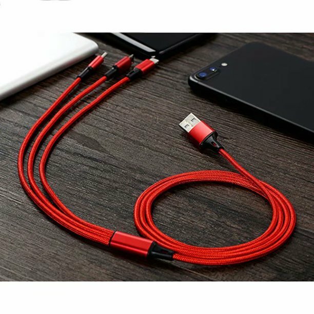 vAccessorize Multi 3 in 1 Micro USB Fast Charging 3 Feet Cable for iPhone Red gallery