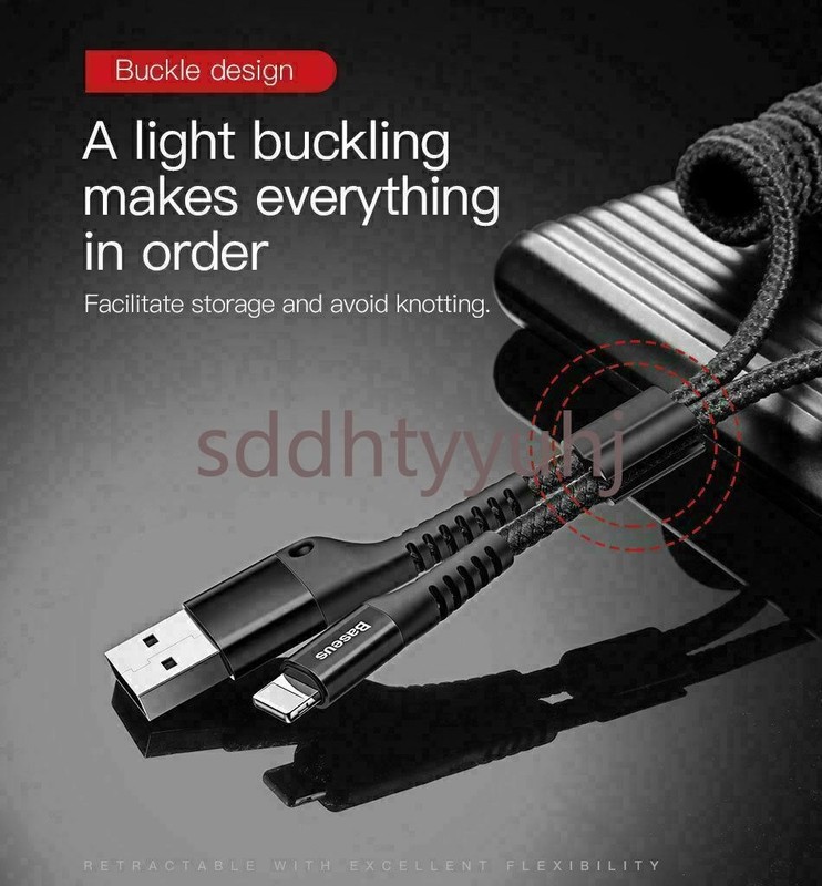 Baseus Coiled Elastic USB Data Charging Cable For iPhone14 13 12 11 Pro Xs X 8 7 gallery
