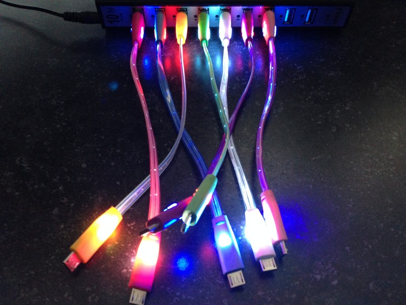 8″ LED light charger cable FOR apple iPhone X 8 7 6 4 5 MICRO USB galaxy s6 s7+