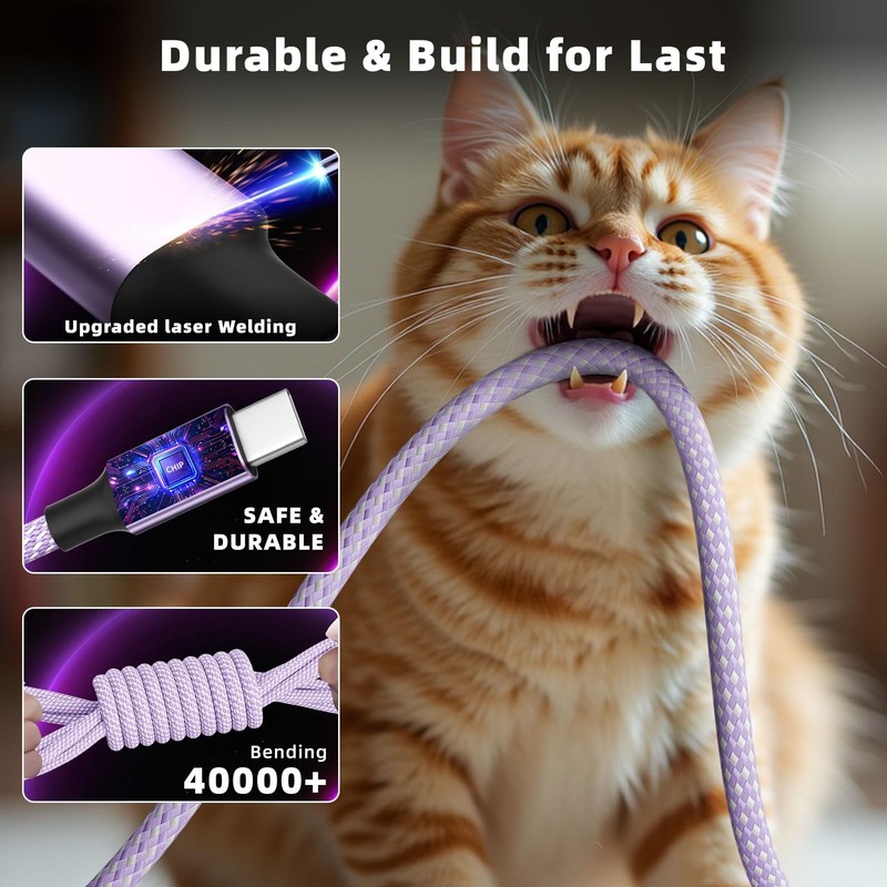 4 in 2 USB A/USB C Cable with 3 Type-C+ 1IP Ports, Purple USB C Splitter Mult... gallery