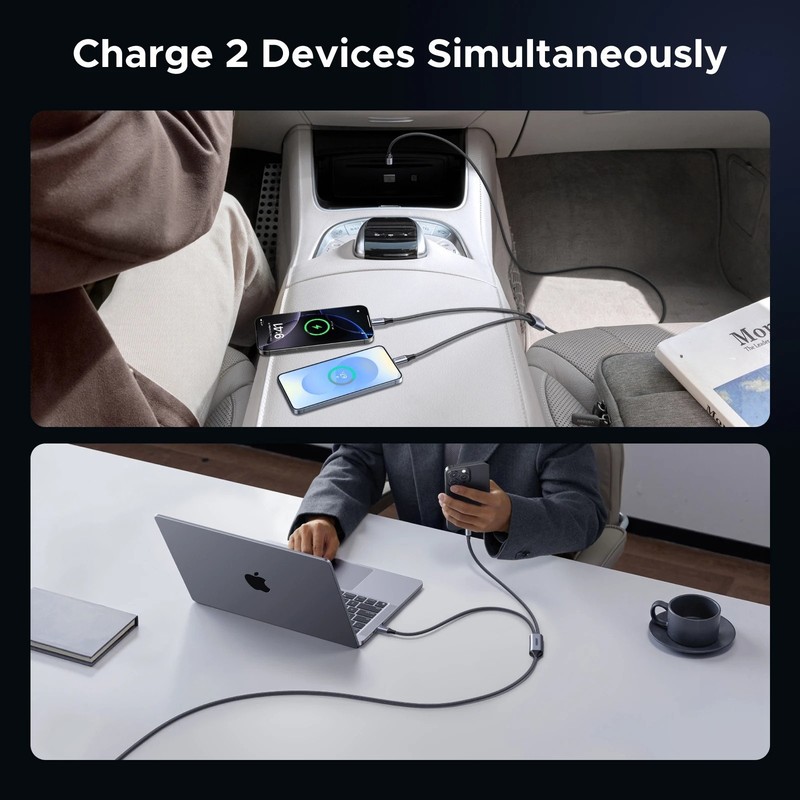 UGREEN 140W Type C To USB C Cable 2-in-1 PD3.1 Fast Charging For iPhone Laptop gallery