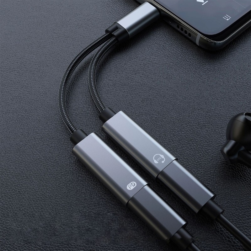 60W USB C Splitter 2 in 1 USB C to Double USB C Sound Charging Adapter Type C gallery