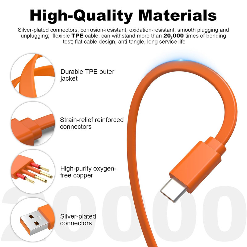 USB C Charger Cable Fast Charging Cord for JBL Headphones Speakers 3.3FT Orange gallery