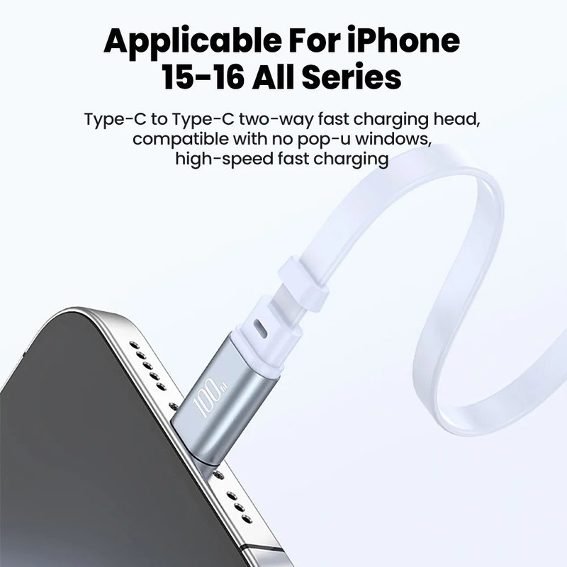 100W USB-C to USB-C Retractable Charger Cable Fast Charge Data Wire gallery