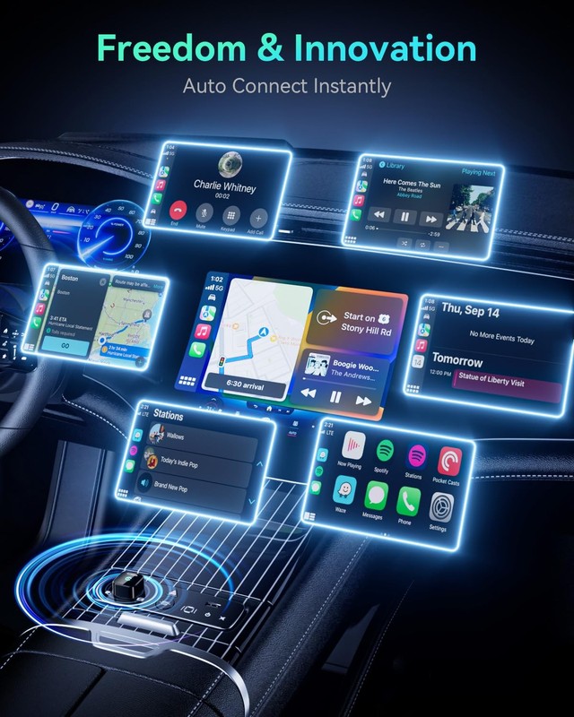 Wireless CarPlay Adapter 2025 Version, 2-in-1 Stable 5.8GHz Connection, Plug ... gallery