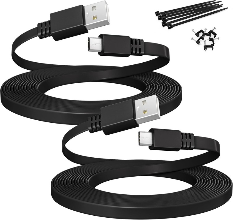 Itramax Micro USB Cable 20 FT (2Pack),Flat Power 20FT/6M, Black