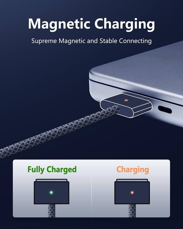 ZeitNah Upgraded USB-C to Magnetic Charging Cable for MacBook Pro/Air (2021-2026 gallery