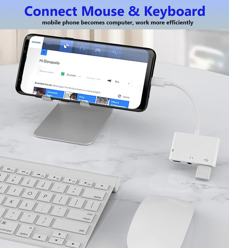 USB C to USB Adapter for Macbook, 3-In-1 USB C to USB-A OTG Splitter with 3.5Mm gallery