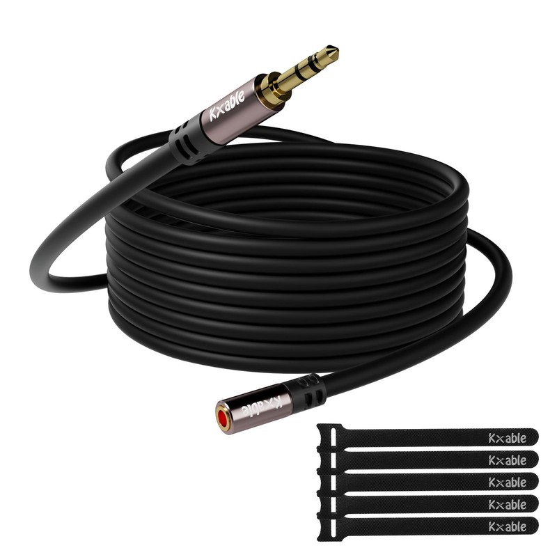25ft 3.5mm Male to Female Auxiliary Audio Stereo Cable Extension – Gold Plate…