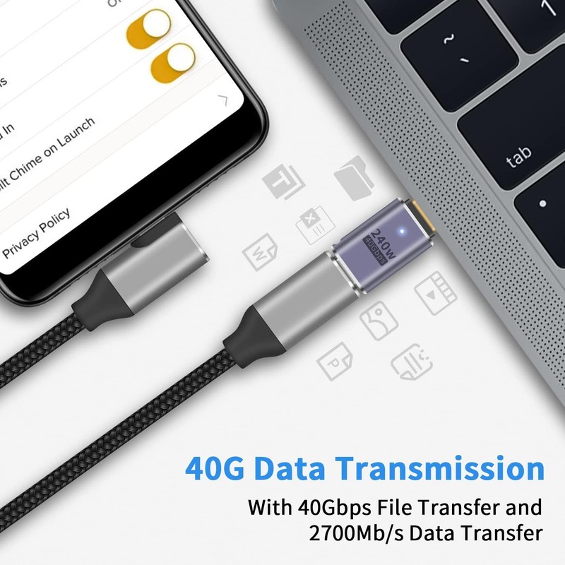 2pcs USB 4 Type C Male to Female 240W Extension Adapter 40Gbps 8K Video MacBook gallery
