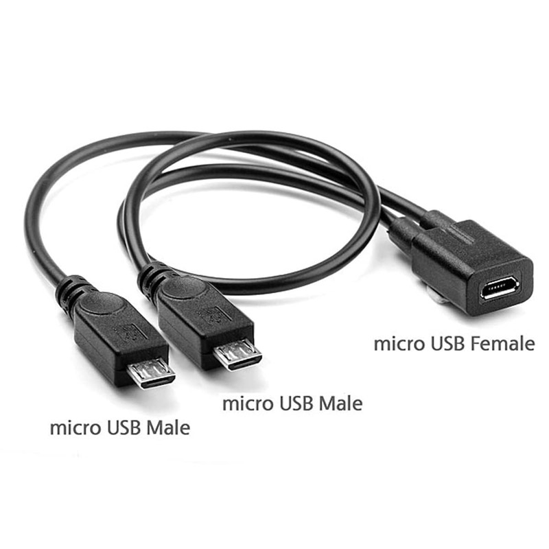 Micro USB Splitter Cable 1 Female 2 Male Y Extension Charge 0.3m/12inch 1Pcs gallery
