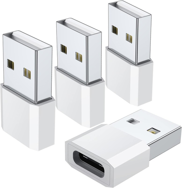 USB C Female to USB Male Adapter (4-Pack), Type C to USB A Charger Converter
