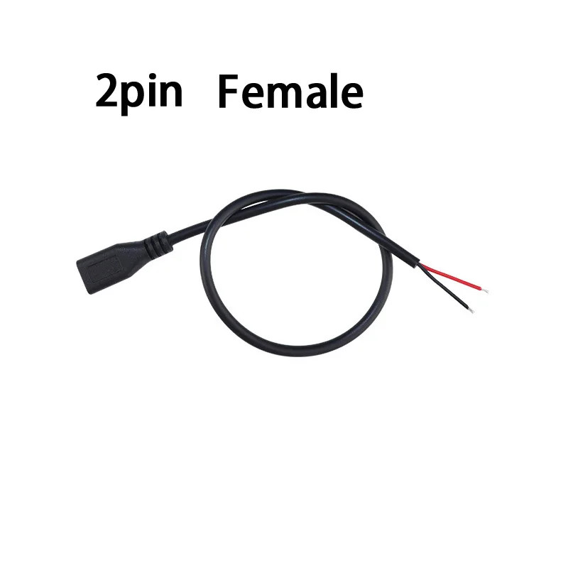 2Pin 4Pin Micro USB Male / Female to Open Wire 2 Core 4 Core Power Data Charging