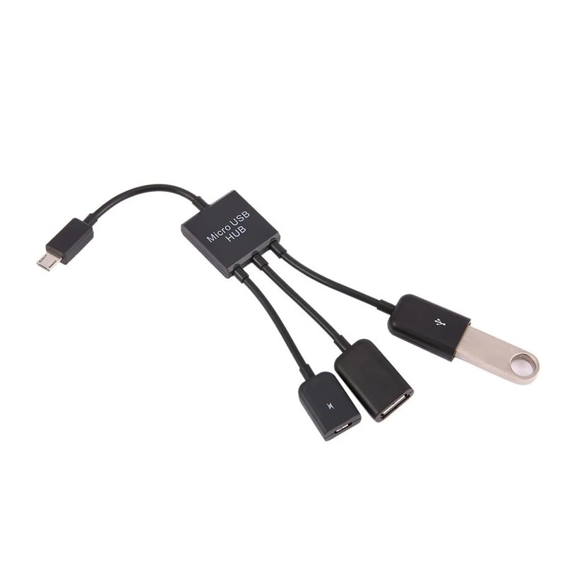 to Female Double USB 2.0 Host OTG Adapter Cable for Smartphone Keyboards 3 Po... gallery