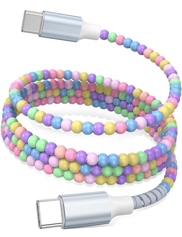 USB C to USB C Cable 6FT,60W Fast Charging Beaded Charger Cord 2M for iPhone 17
