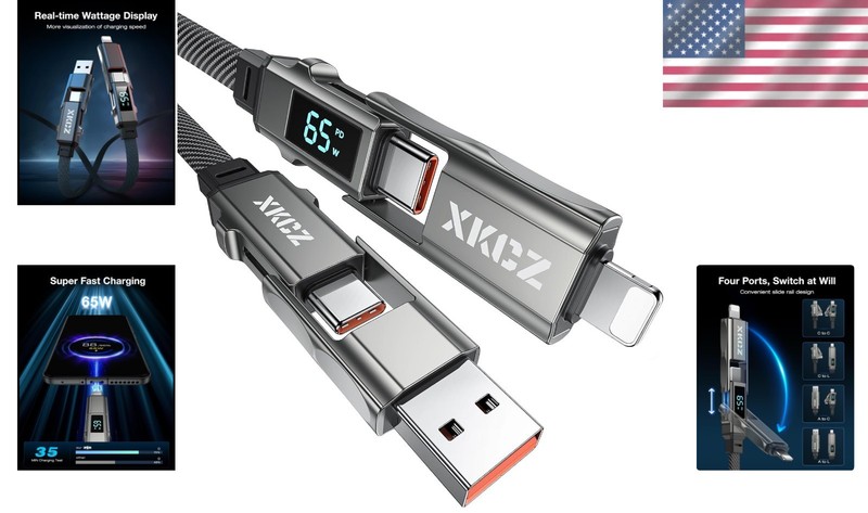 4-in-1 USB C Cable with Wattage Display, 65W Fast Charge gallery
