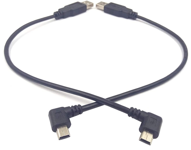 Mini USB Cable 8 inch USB 2.0 Male to Mini USB 90 Degree Angled Male Black