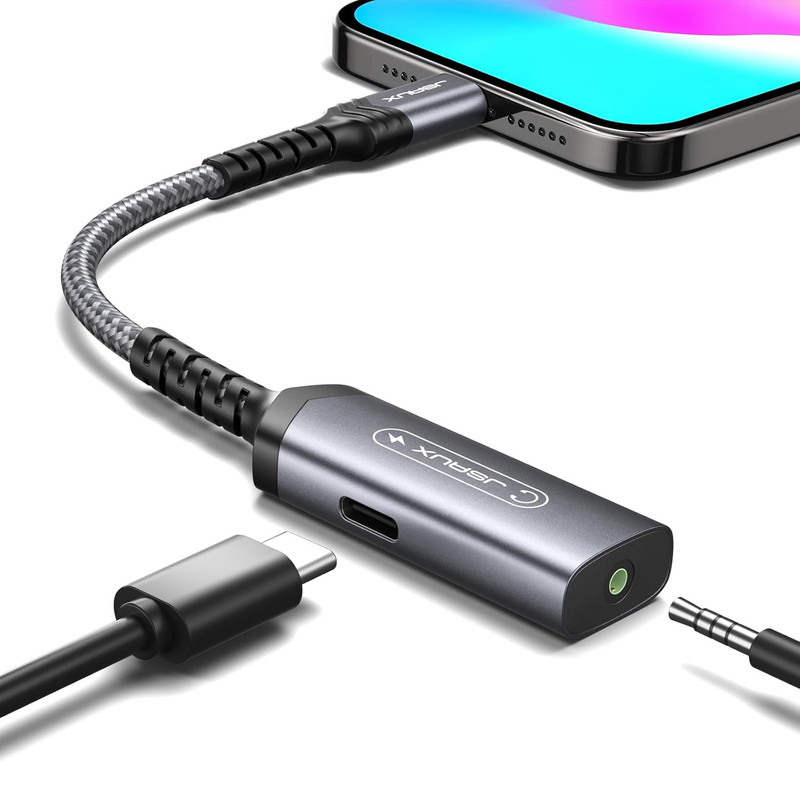 USB C to 3.5Mm Headphone and Charger Adapter, 2-In-1 AUX Mic Jack with PD 60W Fa gallery