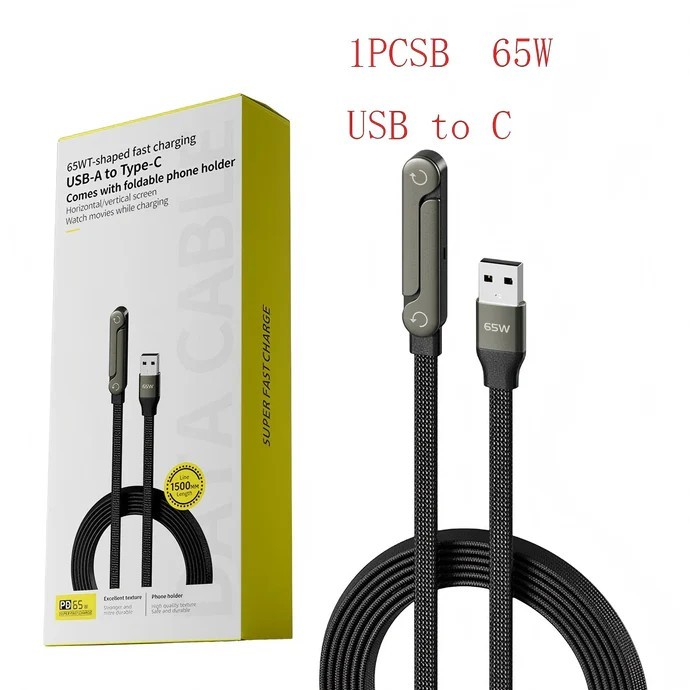 240W Type-C Fast Charging Cable Foldable Stand 2-in-1 USB-A to C & C to C