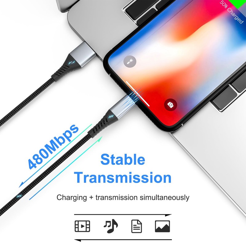 6 inch Short iPhone Charging Cable, 3Pack 0.5ft USB to 0.5 Feet, Black gallery