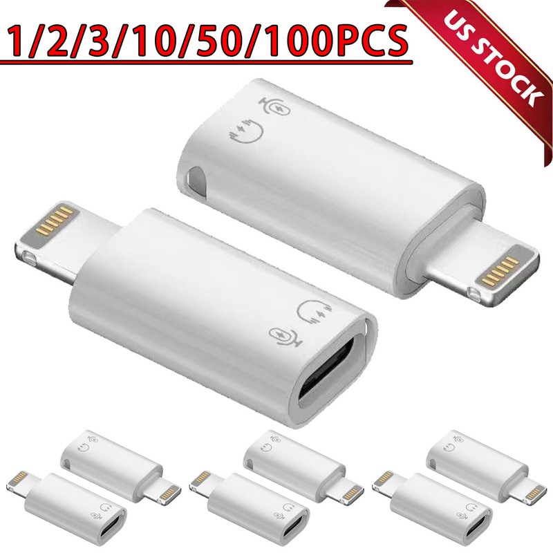 5.8USB Type C Female to iOS Male Adapter For iPhone 14/13/12/11/XR/XS/SE 3 Lot