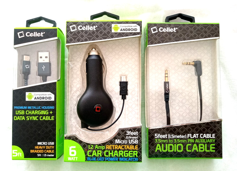Lot-3-Cellet USB Charging Data Sync Cable/Car USB Charger/Audio Cable 3.5mm