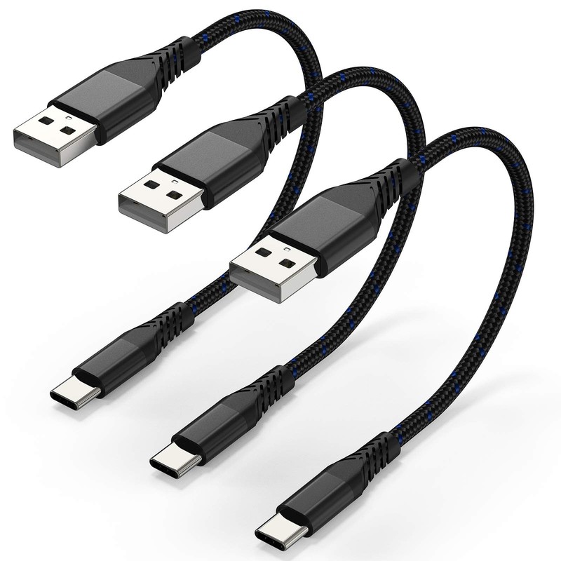 6 Inch USB-C Charging Cable Short, 3 Pack Braided USB a to USB C Cord Fast Charg