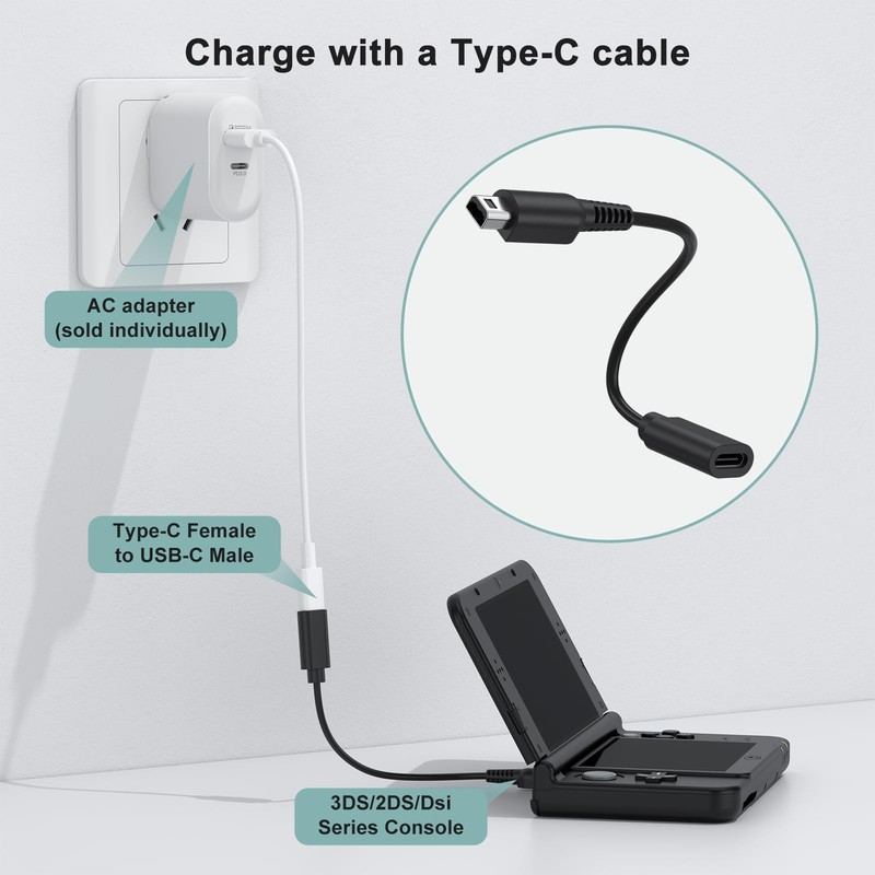 USB Type-C Charging Cable Adapter 5.9 inch 1 Pack Nintendo 3DS/2DS/DSi Not gallery