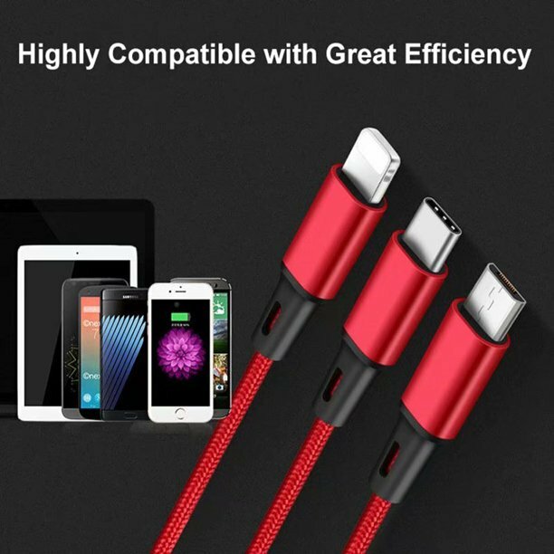 vAccessorize Multi 3 in 1 Micro USB Fast Charging 3 Feet Cable for iPhone Red gallery