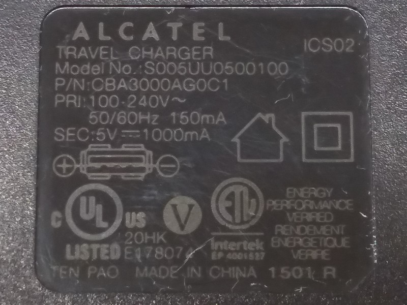 ⭐️⭐️⭐️⭐️⭐️ Alcatel S005UU0500100 Power Adapter USB Charger 5V 1A gallery