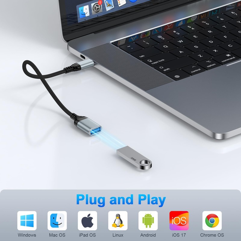5Gbps USB C To USB Adapter Type C To USB 3.0 OTG Cable On The Go C Male Gray gallery