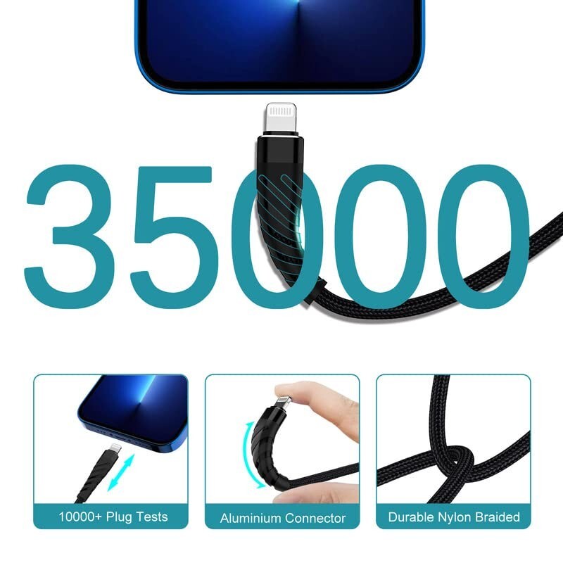 3Pk 10ft 20W USB C to L.ightning Cable Nylon Braided for iPhone 14 13 12 11/Mini gallery