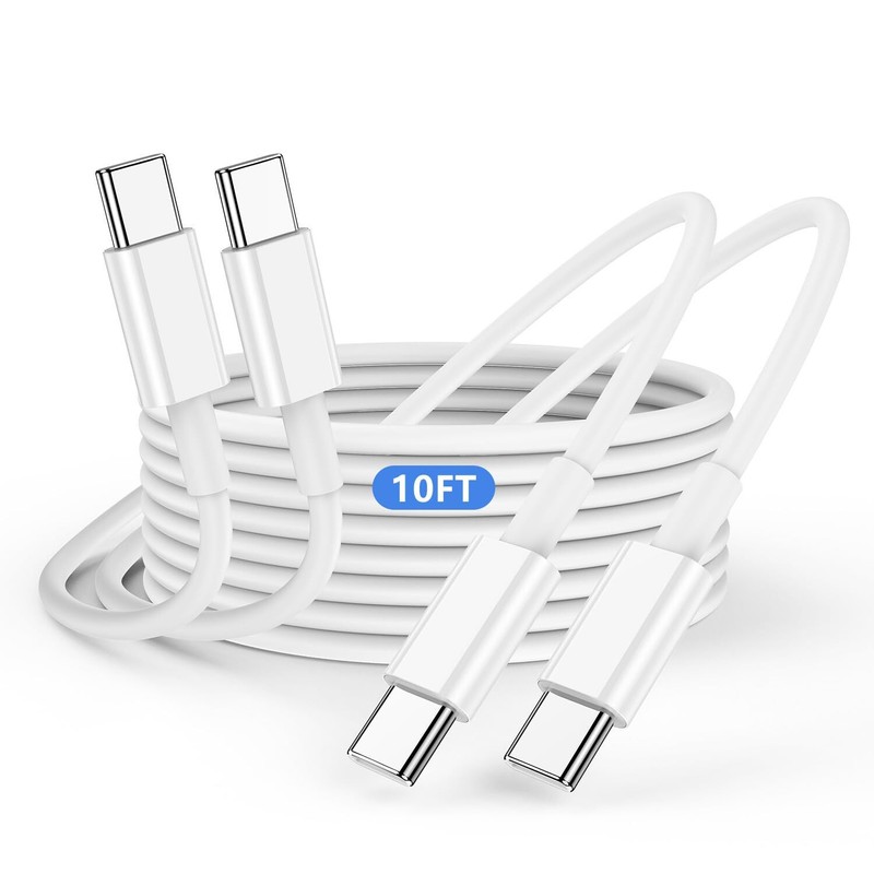 2x Cable Cargador 10-Pies USB Tipo C Carga Rapida 60 W Para iPhone 16 Pro Max