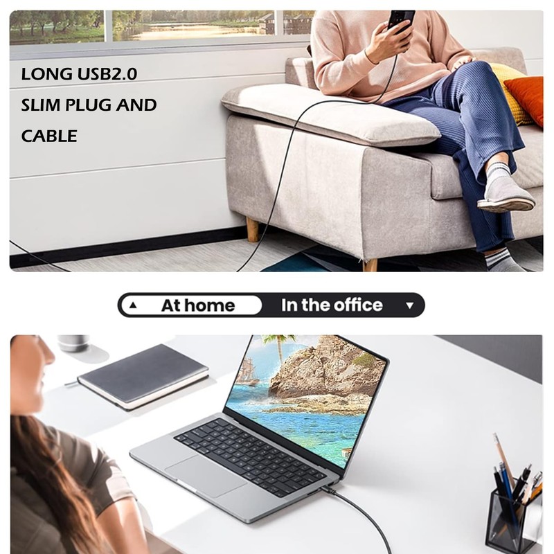 50ft USB2.0 Slim USB C to USB A Cable, Black, 2.8mm, Supports Data Transfer u... gallery