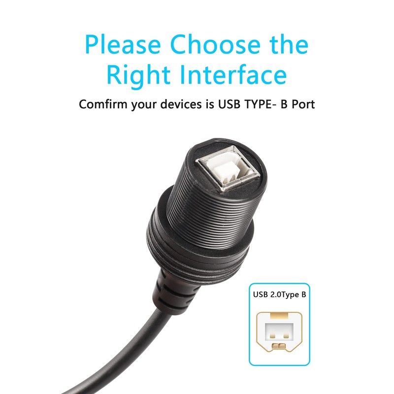 USB 2.0 Type-B 90 Degree Printer CableWaterproof Type B Flush Mount Car Mount... gallery