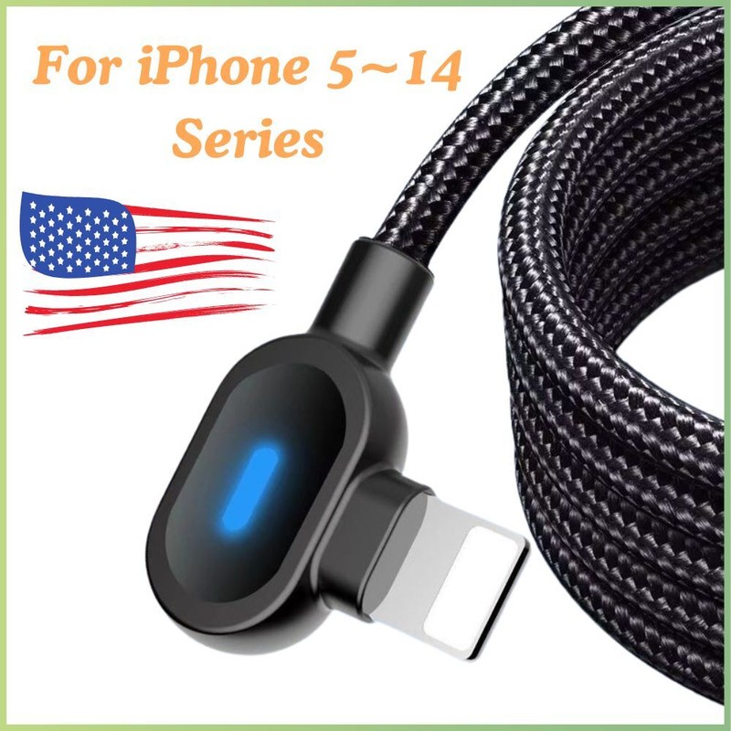 90 Degree USB Cable 3/6FT Charger Charging Cord Lot For iPhone 8 XR 11 12 13 14