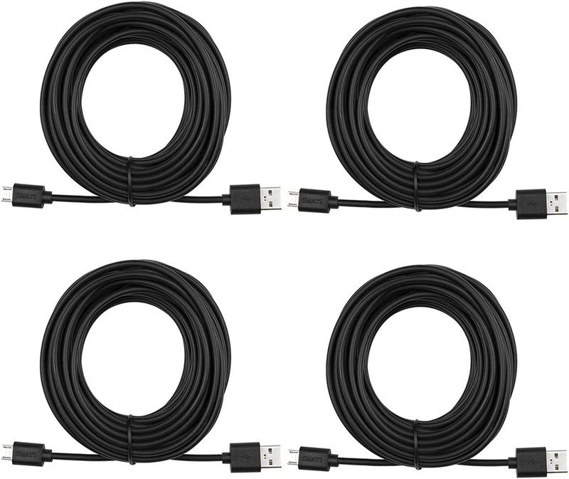 4-Pack 25ft Security Camera Micro USB Extension Cable Compatible with Black gallery